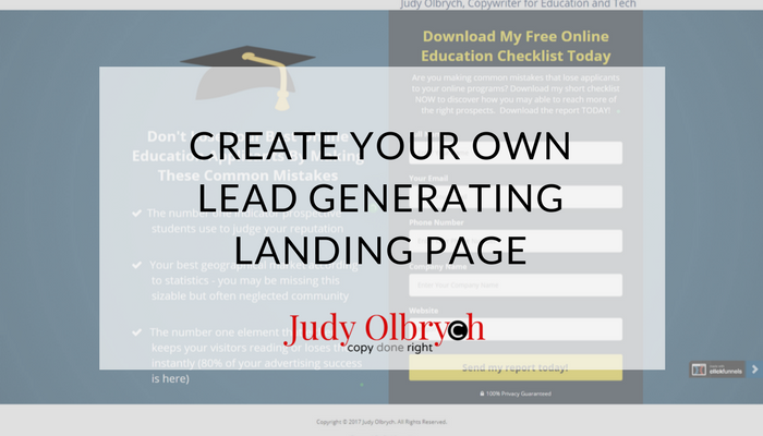 Create Your Own Lead Generating Landing Page